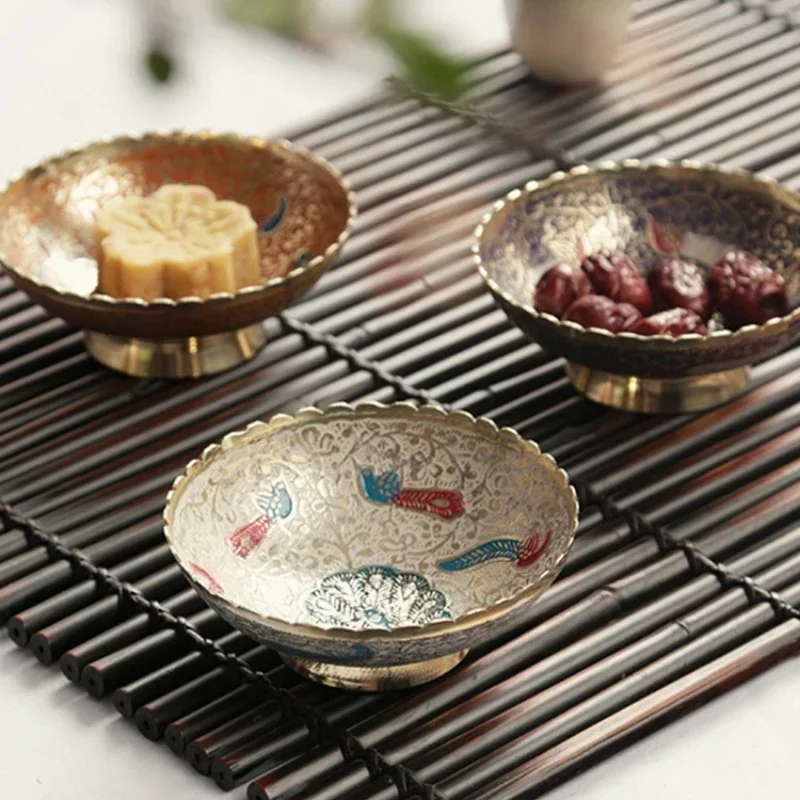 

Nepal Pure Copper High Foot Fruit Plate, Japanese Style Retro Snacks Snack Dish, Home Living Room, Kitchen Multi Functional Tray