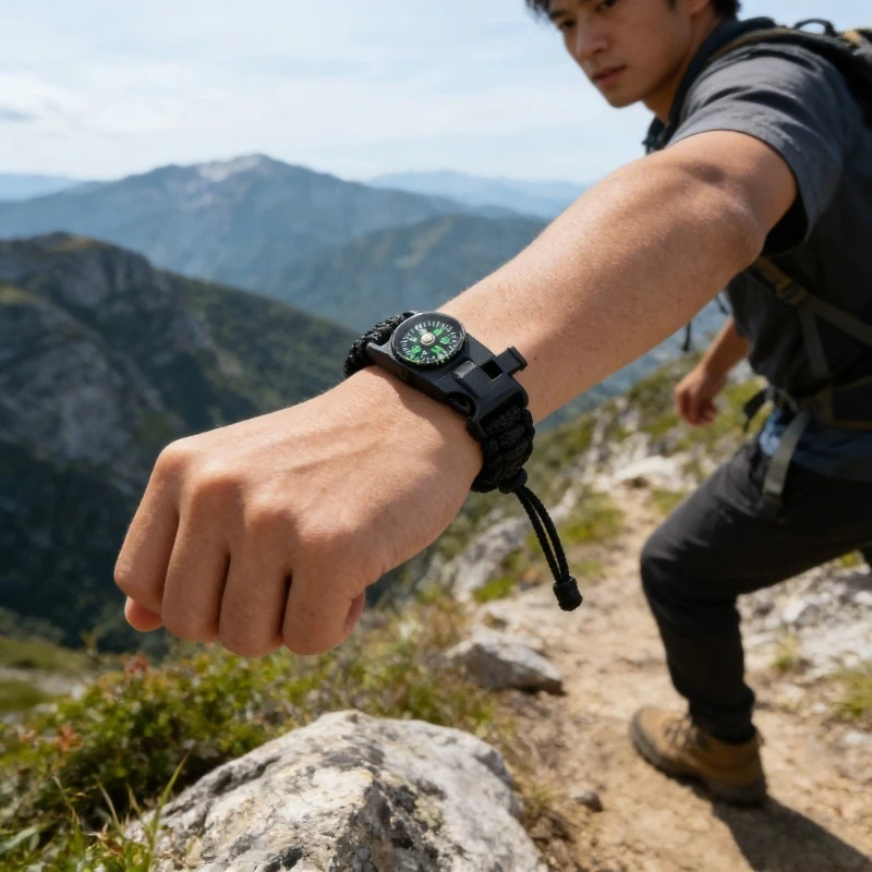 

1pc Survival Bracelet Paracord Rope SOS Whistle Compass Multifunction Outdoor Sport Emergency Gear Kit