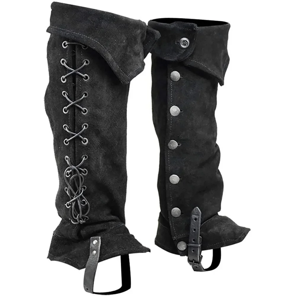 Mittelalterliche Retro Gothic Punk Beinrüstung Wikinger Krieger Ritter Verband Beinschutz Männer Cosplay Piraten Schuhe Abdeckung Stiefel Fußschutz