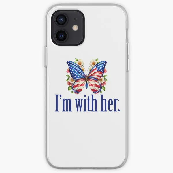 I Am With Her Kamala Harris Butterfly Iph  Phone Case Customizable for iPhone 11 12 13 14 Pro Max Mini X XS XR Max 6 6S 7 8 Plus