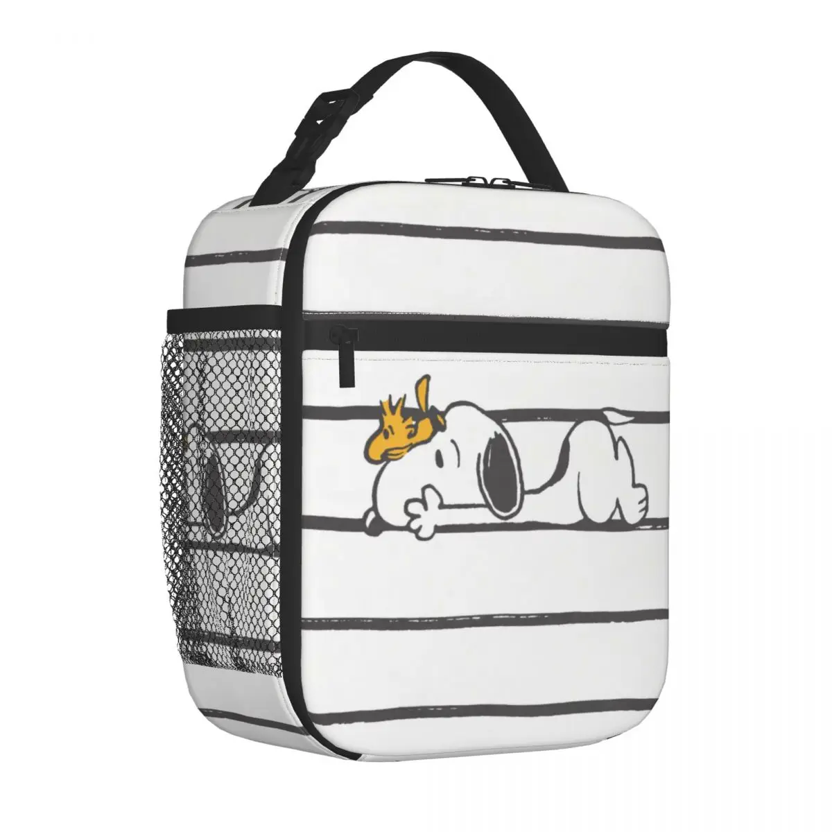 Custom Snoopy & Woodstock Smile Giggle Laugh Thermal Insulated Lunch Bag Comic Dog Portable Bento Box  Storage Food Tote Bags