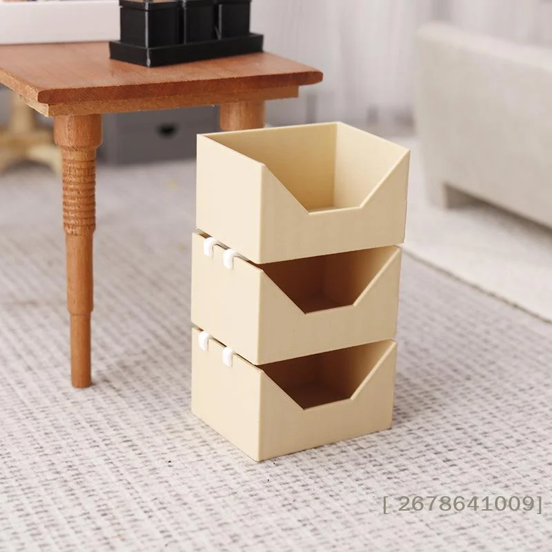 ⚑1/12 Scale Dollhouse Miniature Stackable Storage Drawers,Mini Desktop Organizer Box for Dollhouse Bedroom Kitchen Decor