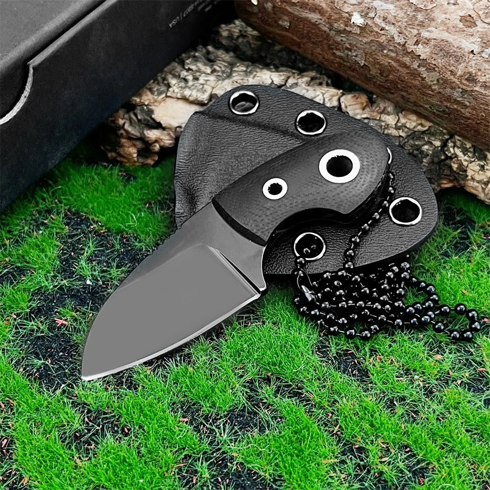 Outdoor Mini Fixed Blade Knife with Sheath Fishing Camping Hiking 8Cr13MoV Steel Blade Multi-functional Rescue Practical Tool