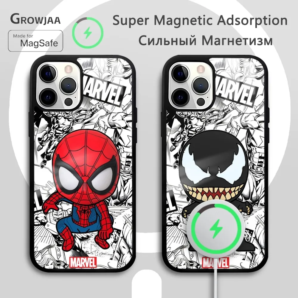 

Spider Man Venom Phone Case For iPhone 16 15 14 13 12 11 Pro Max Plus Mini New Magsafe Mirror Wireless Magnetic Funda