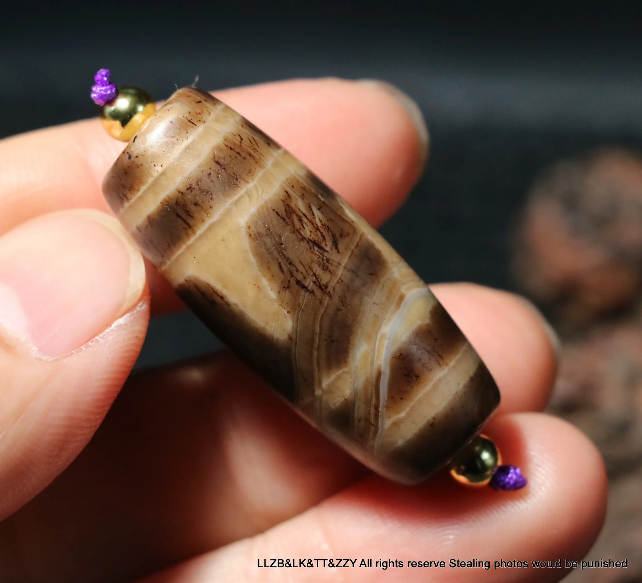 Magic Power Energy Tibetan Old Agate Sharp Tiger Tooth 4 Line dZi Bead Amulet Fit For Making Bracelet UPD220724A15