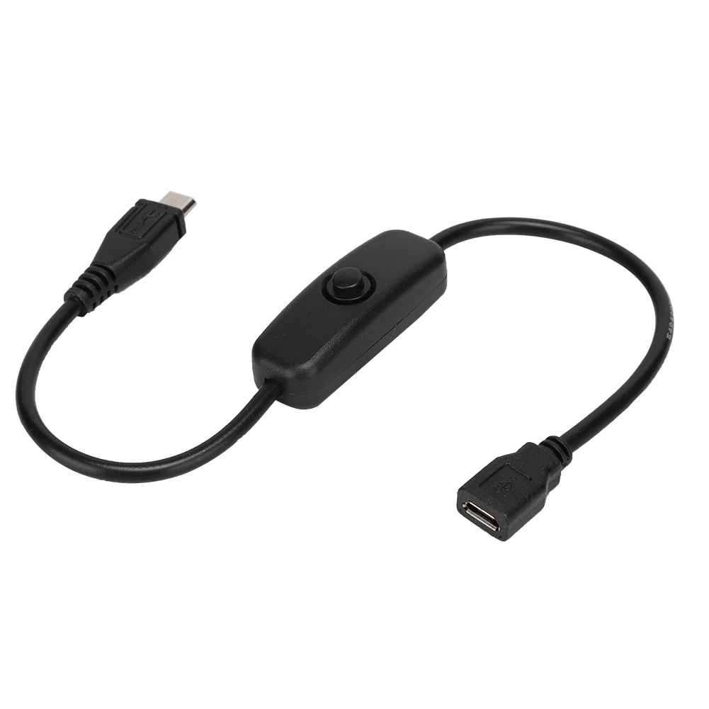 Female to Male Cable for Raspberry Pi Cable Micro USB Female to Male Extension Cable with 501 Button Switch for Raspberry Pi