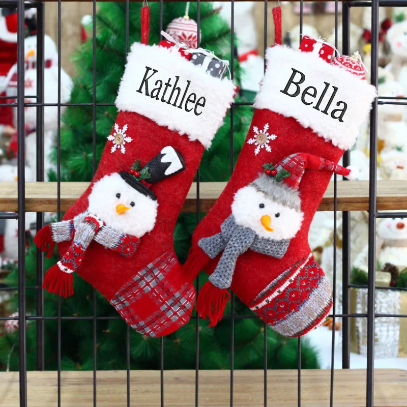 Personalized Christmas Socks Gift Bag Decorative Props Christmas Snowman Gift Bag Candy Bag Christmas Decorative Socks Pendant