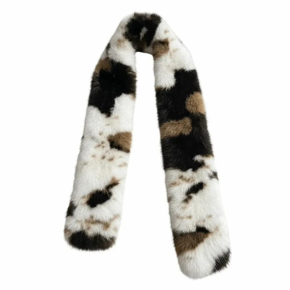Skin Friendly Winter Faux Fur Scarf Soft Texture Windproof Thick Warm Neck Warmer Cozy Fit Washable Long Fluffy Muffler