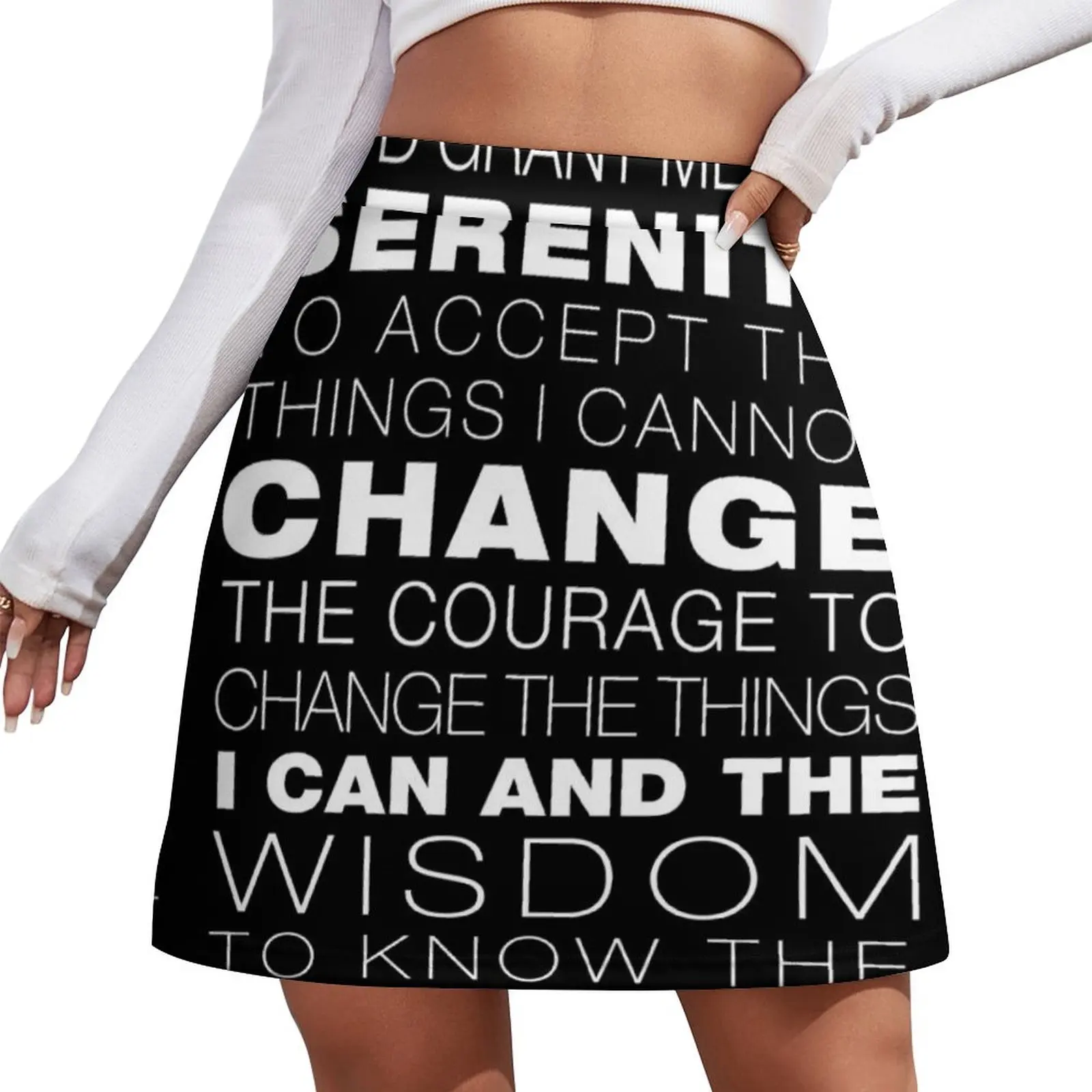 

Мини-юбка Serenity Prayer (черный фон), сексуальная юбка, модная корейская одежда, скромные юбки для женщин, мини-юбка