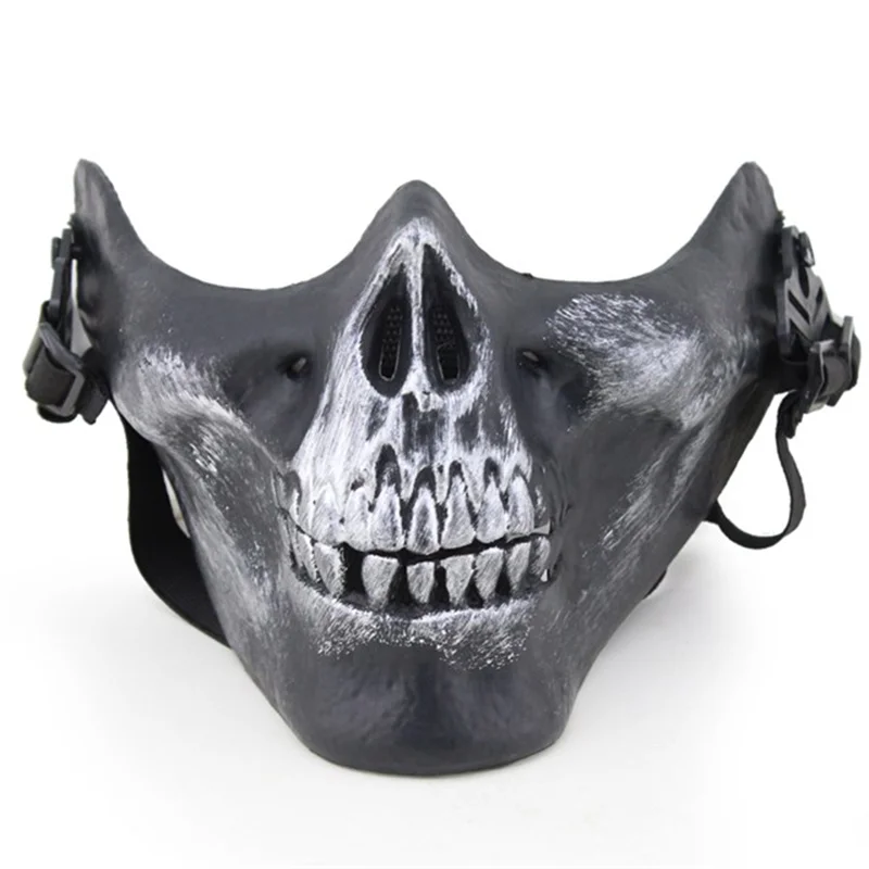 Tactical Half Face Skull Protective Mask Outdoor CS Horror Skull Headdress Halloween Mask Airsoft Accessories