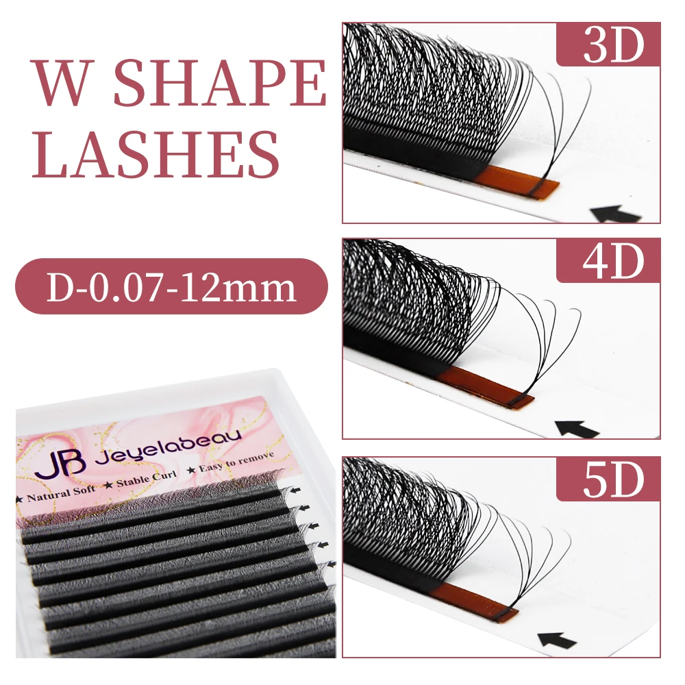 JB Jeyelabeau New 3D 4D 5D W Premade Lashes W Shape Flowering Eyelashes Natural Soft Russia Volume Fans DIY Cilas Faux Mink Lash