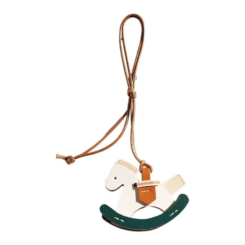  Leather Keychain For 2026 Year Horse Theme Wooden Horse Art Handmade Creative For Special Occasions