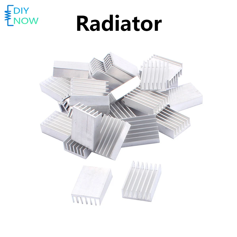 10 Stück Aluminium-Computerkühler, Kühler, Kühlkörper, 20 x 14 x 6 mm, Kühlkörper für elektronische Chips, Wärmeableitung, Kühlkissen mit Klebeband