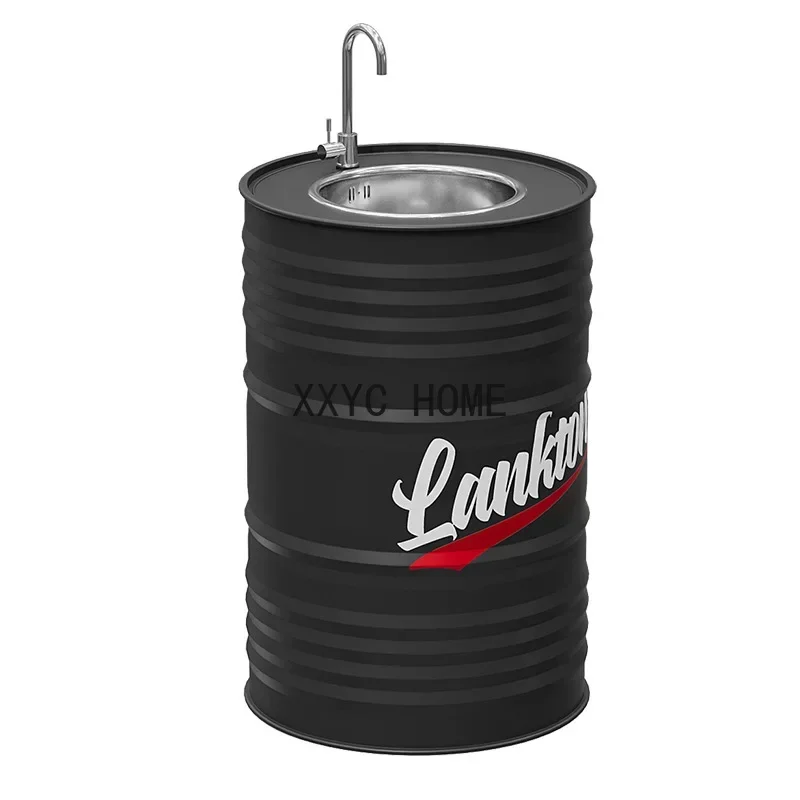 Bacia de lavagem de celebridades da Internet do tambor de óleo do estilo industrial ferro forjado