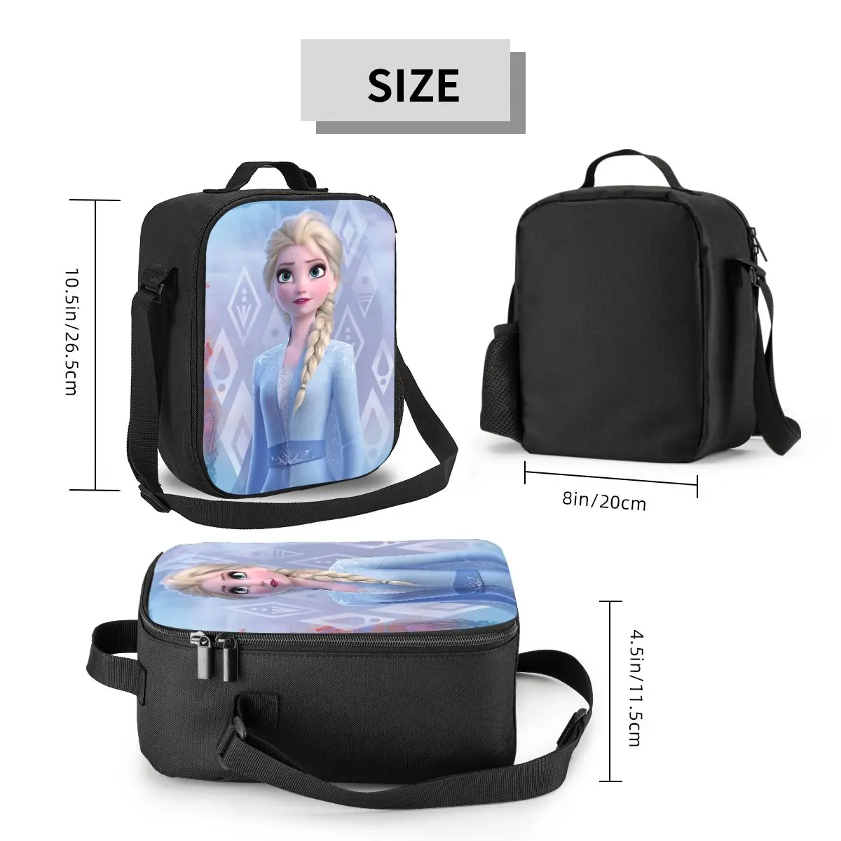 Custom Animated Frozen Elsa Princess Lunch Bag Men Women Thermal Cooler Insulated Lunch Boxes for Kids School