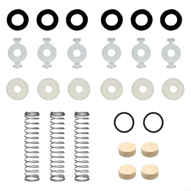 Cornet Trumpet Repair Parts Set 27 Piece Replacement Assortment with Springs, Felt Washers, Sealing Washers and Guide 4XBB