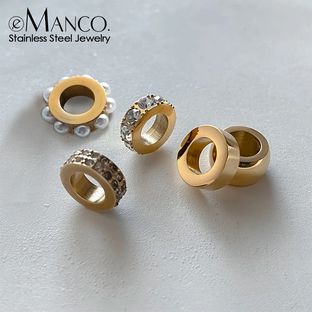 EManco Original Novo DIY Joias Femininas de Aço Inoxidável Fino Banhado a Ouro com Pingente de Círculo Redondo e Berloque para Colar e Pulseira