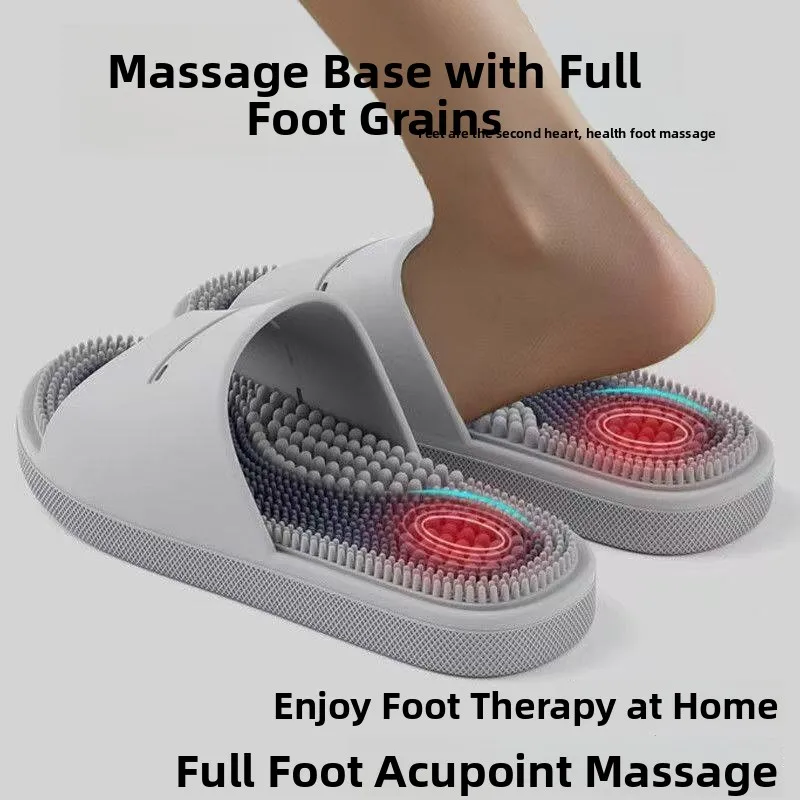 Massaging Indoor Slippers Men's Anti-Slip Bathroom Home Comfort Foot Bottom Acupoint Bathing Cool Slippers Simple Style PVC