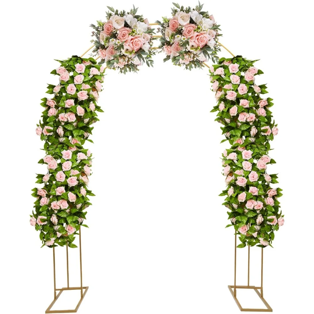 

Gold Wedding Garden Arch Trellis,8.53Ft Backdrop Balloon Archway Decoration Stand with Sturdy Base,Indoor Outdoor