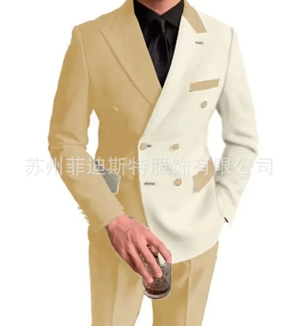 

Double Boutonnage Hommes Costume Classique Solide Hommes Costume Mode Vente Chaude Mâle Ensemble Quotidien Affaires Blazer
