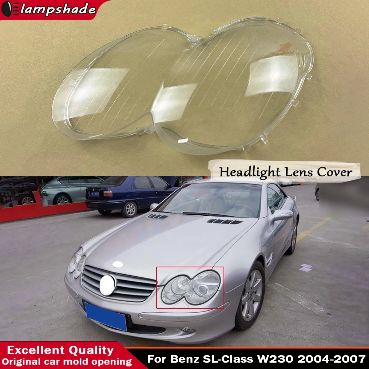 

For Benz SL-Class W230 2004 2005 2006 Headlight Cover Transparent Headlamp Lamp Shell Lens Replace Original Lampshade Plexiglass