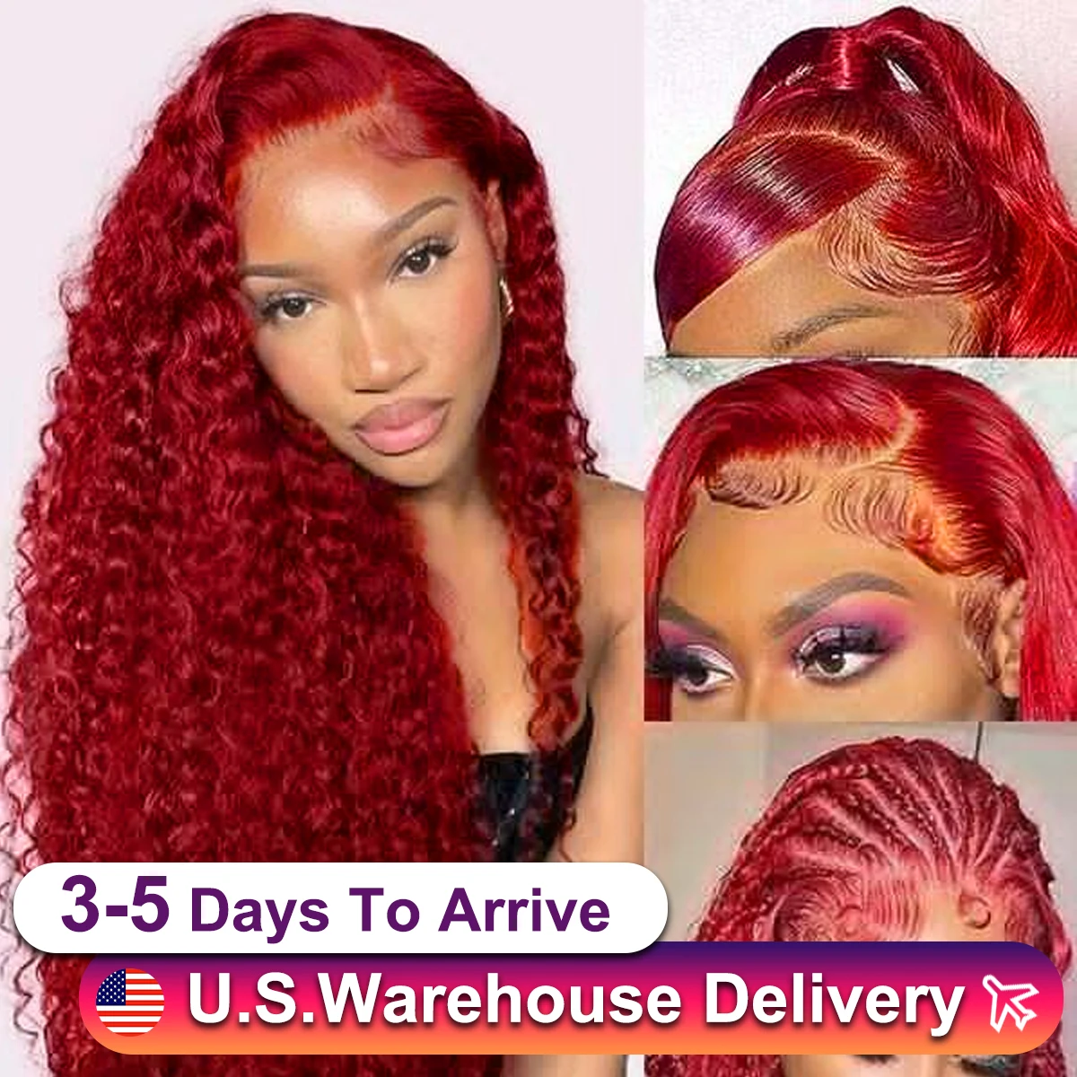 250 Density Red 13x4 Lace Front Wigs Deep Wave Wigs Curly Wigs 13x6 HD Lace Red Colored Frontal Human Hair Wig Brazilian Hair