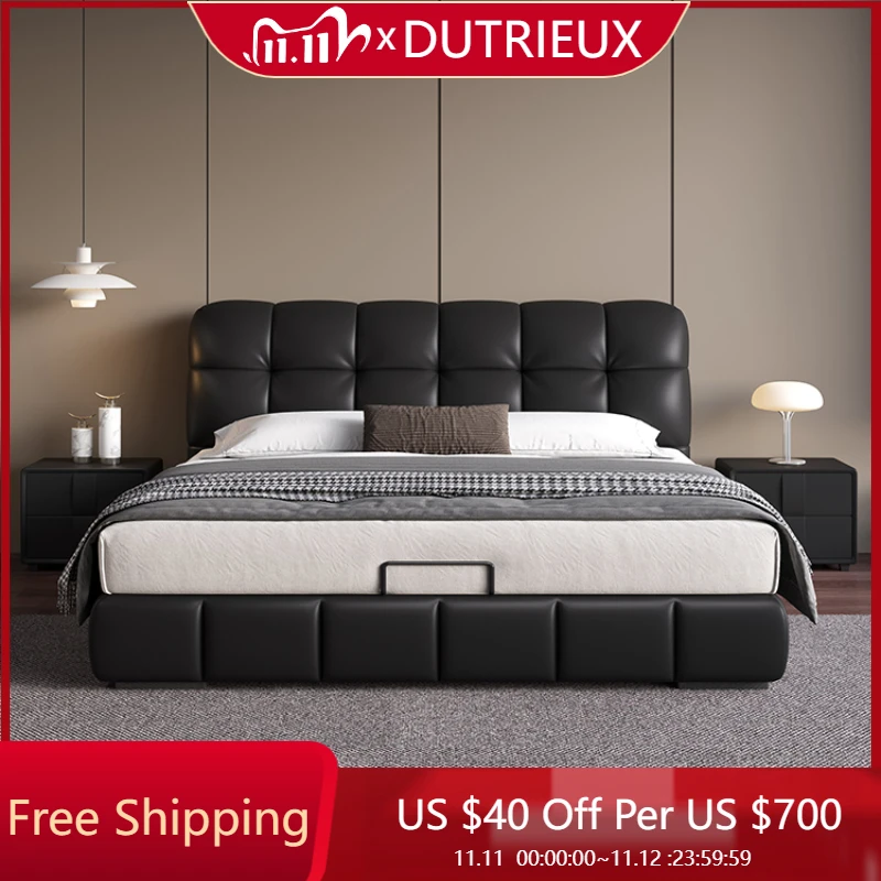 

modern european bed Genuine Leather QualityLight Luxury Wedding Design bed aesthetics Master Bedroom fullmuebles furniture