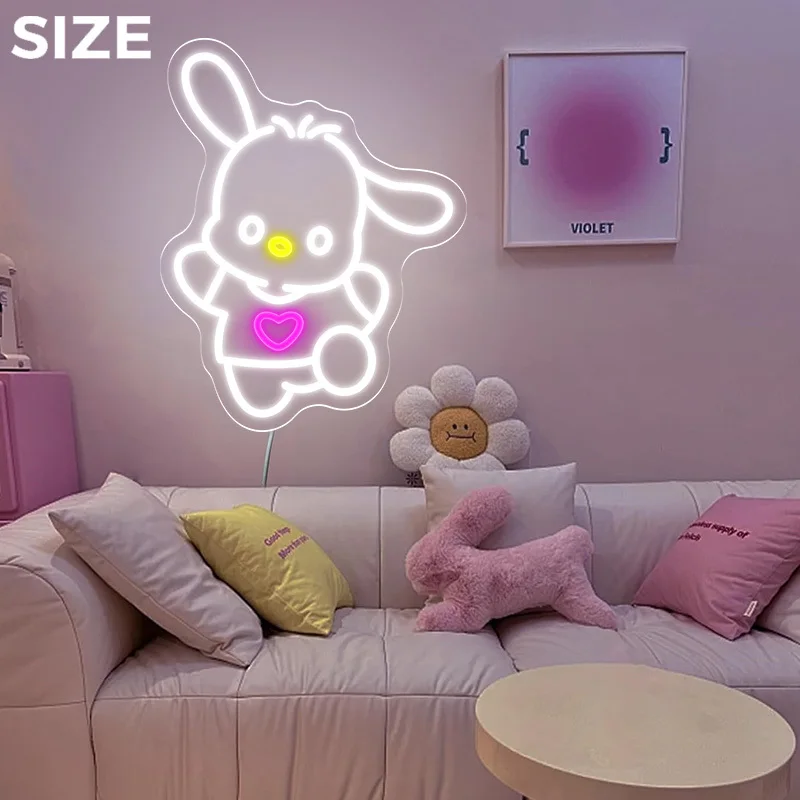 سانريو ضوء النيون Kawaii Pochacco LED النيون تسجيل USB عكس الضوء لغرفة النوم غرفة الألعاب الأطفال موضوع ديكور الحفلات هدية عيد ميلاد #4