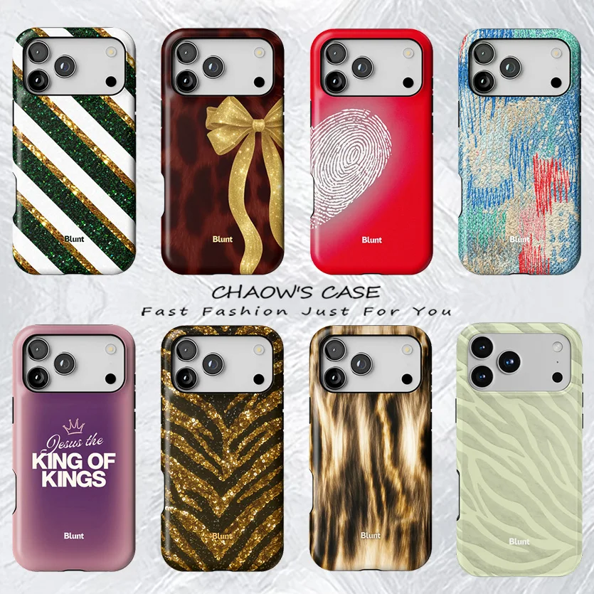 

Luxury BluntS INS Glitter Stripe Art Phone Case for iPhone 17 17e 16e 16 15 14 13 12 11 Air Pro Max Plus Double-layer Back Cover