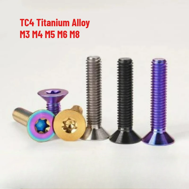 2pcs Titanium Alloy Countersunk Head Torx Screw M3 M4 M5 M6 M8 Flat Head Electric Motorcycle Modification Bolt Length 8mm-40mm