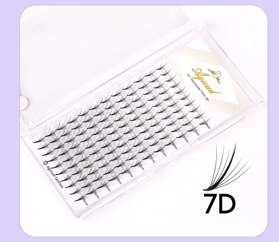 Aguud 3D 5D 7D 9D Wispy Prefabrik Fan Spike Promade Wimpernverlängerung Spitze Basis Hybrid Fan Lash C D Curl Effect Wispy Lash – Detail 18