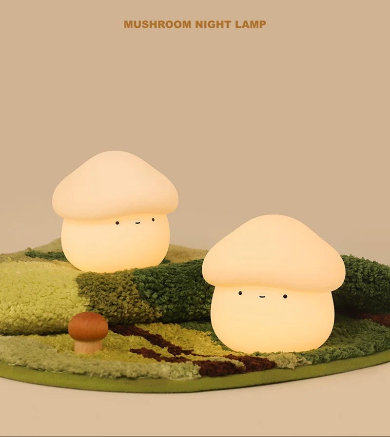 Night Lamp for Kids Mushroom Silicone Night Light Dimmable Timer USB Charging Light Room Decor Children Bedroom Dropshipping