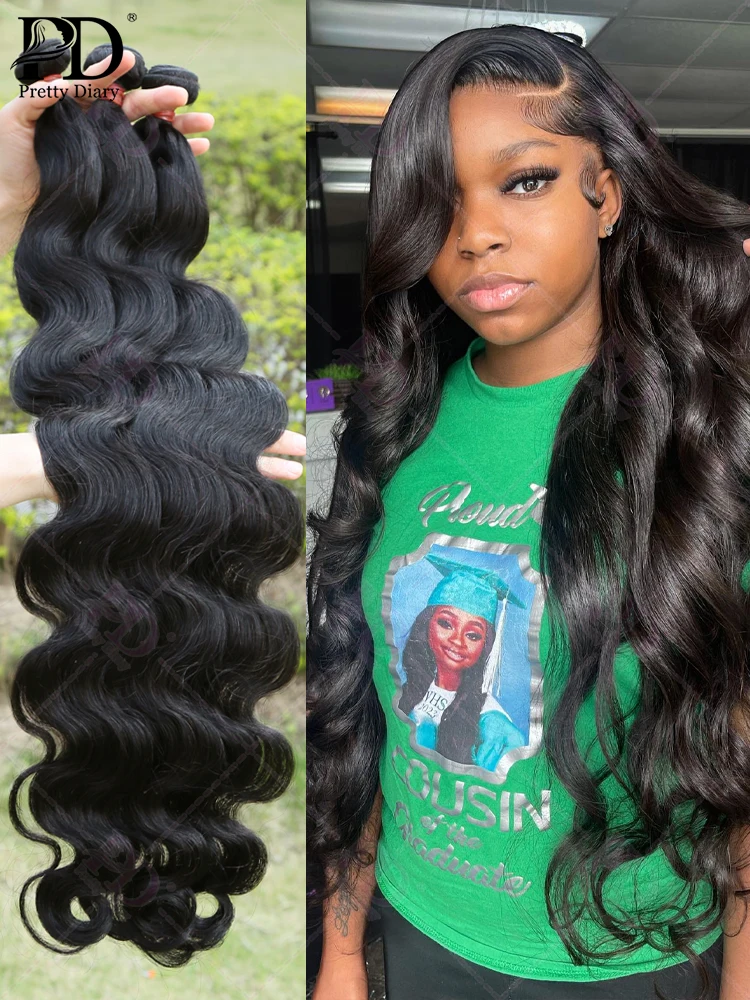 30 40 Inch Body Wave 3 4 Bundles Brazilian Remy 100% Unprocessed Human Hair Wavy Doule Drawn Bundles Weave Extensions