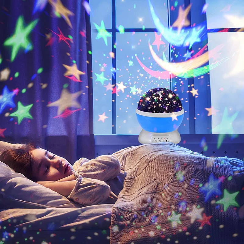 ZK40 LED Projector Star Moon Nights Baby Night Lights Moon 360 Degree Rotation 8 Color Changing Romantic Night Lighting Lamp