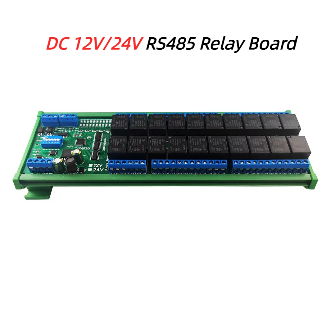 DC 12V/24V 20Channel Multifunction RS485 Relay Board 20DO 2DI 2AI PLC IO Expanding Module Modbus RTU 4-20MA 0-10V Relay Module