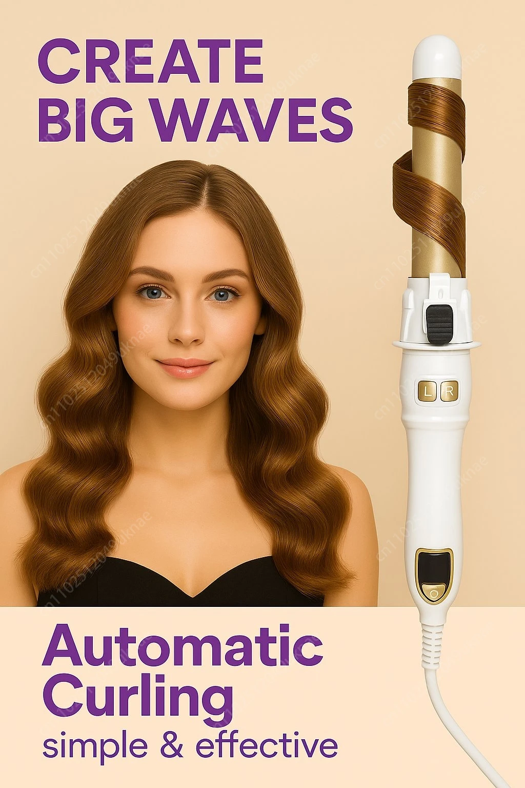 

10 Rotating Hair Curling Iron 28mm Ceramic Barrel Fully Automatic Curler for Big Waves and Long Lasting Hair Styling