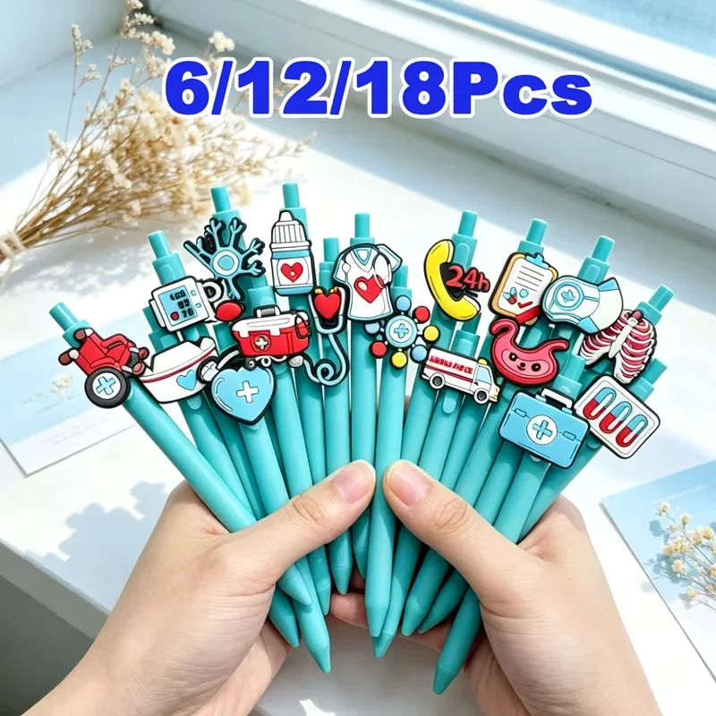 Stylos à bille bleus amusants pour infirmière, 6/12/18 pièces, cadeau pour enseignant, étudiant, saint-valentin, accessoires de bureau mignons pour cosplay, accessoires de bureau et d'école