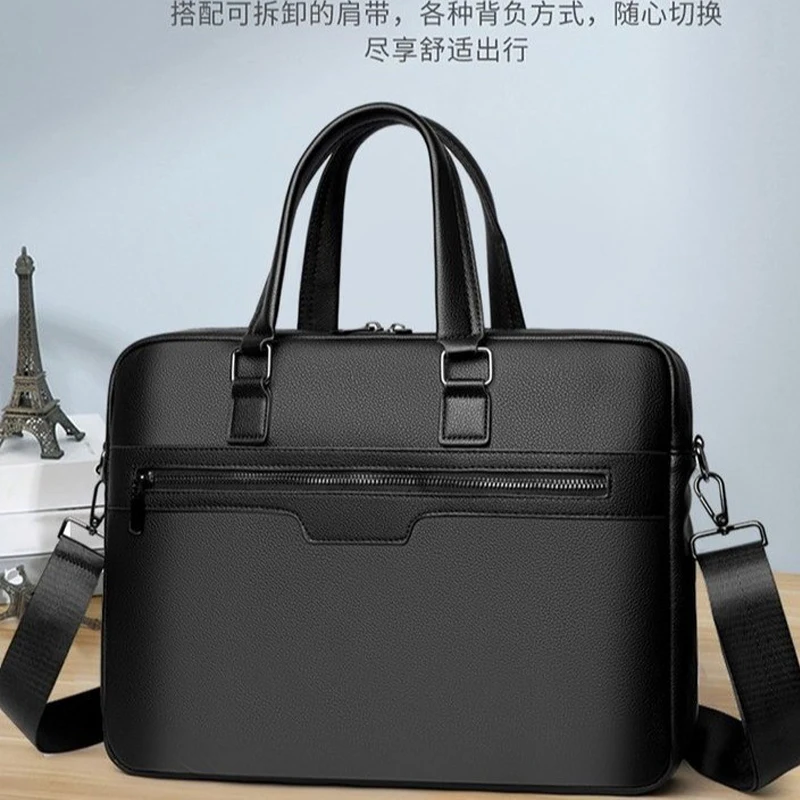 2025 جديد الرجال حقيبة عالية الجودة الأعمال العلامة التجارية الشهيرة بولي Leather الجلود الكتف حقيبة ساعي مكتب حقيبة يد A4 وثيقة حقيبة لابتوب