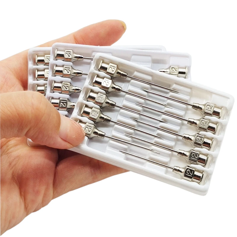 20pcs Farm Animals Injection Needle 304 Stainless Steel Dispensing Needle Syringe Poultry Small Veterinary Supplies