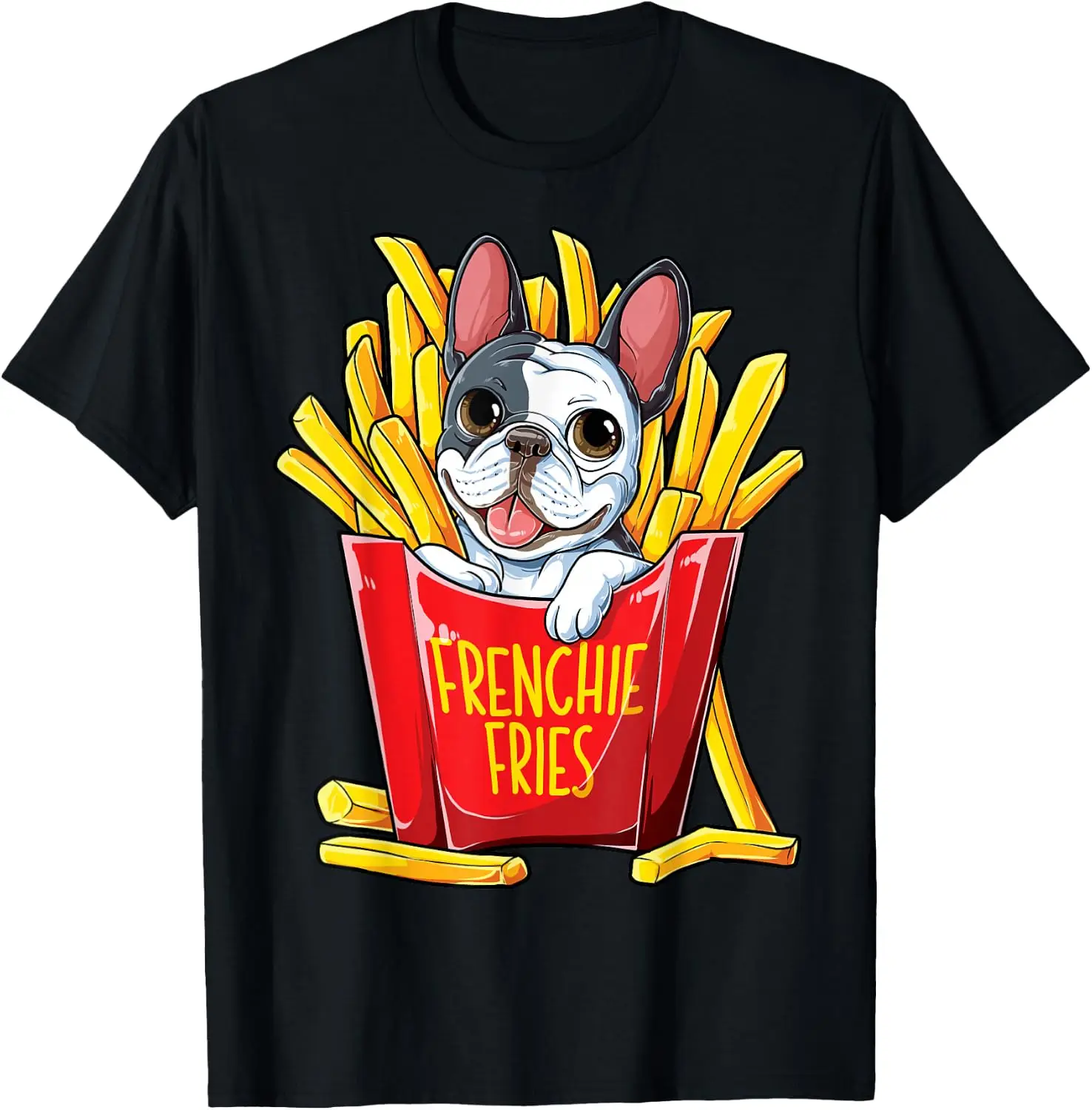 Frenchie Fries French Bulldog T Shirt Men Women Funny Gifts T-Shirt 100% Cotton Trendy Y2K Short-Sleeve Tee – Soft, Quick-Drying, All Occasion Casual  Suitable For Concert Party Hanging Out Sightseeing Trip