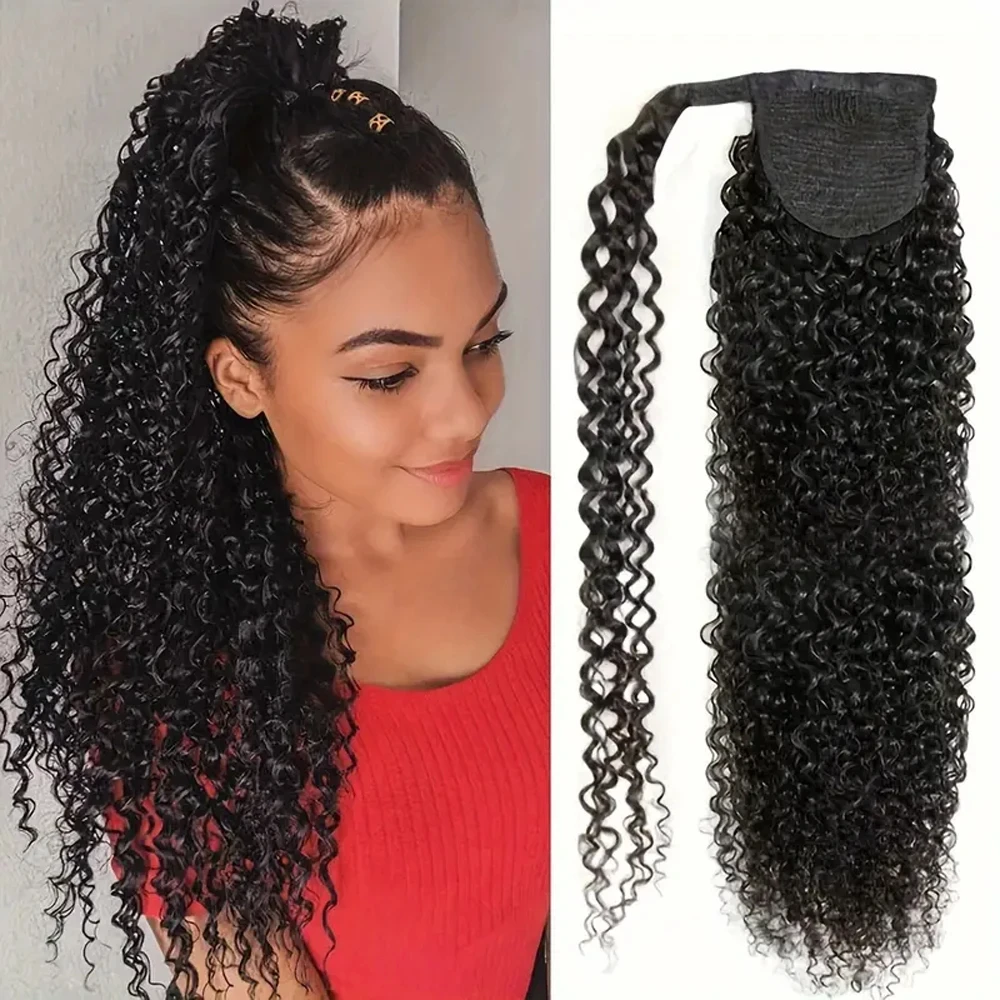 

Kinky Curly Wrap Around Ponytail Virgin Raw Human Hair Extensions Hairpiece Hair Straight Curly Clip In Ponytail Hair Extensions