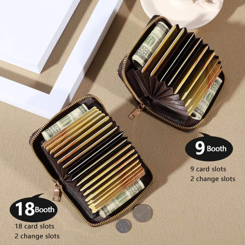 Zipper Around Credit Card Holder, Mini Printed Clutch Coin Purse, Portable Card Wallet With Multi Card Slots
