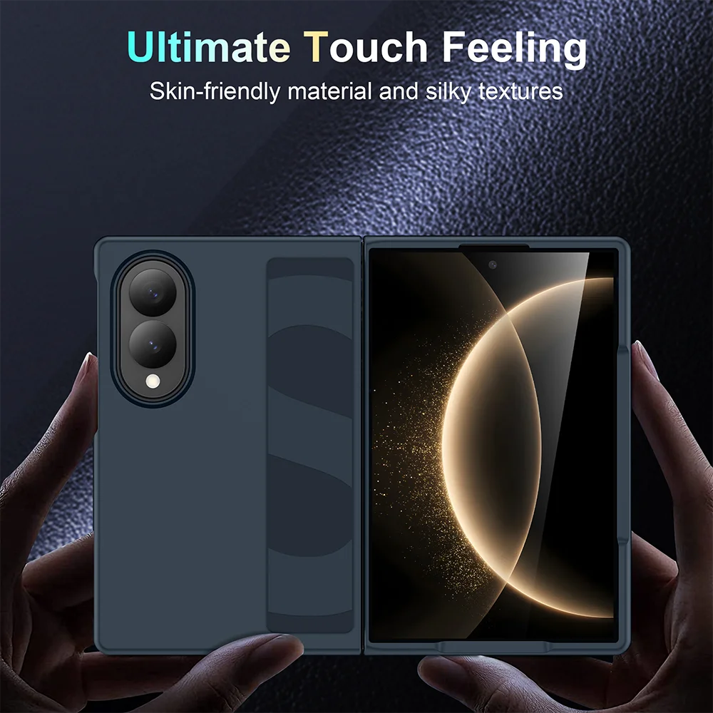 Ultra-thin Matte Silicone Wrist Strap Case For Samsung Galaxy Fold 8 UItra 7 6 5 4 3 5G Wide Folding Shockproof Hard Back Cover