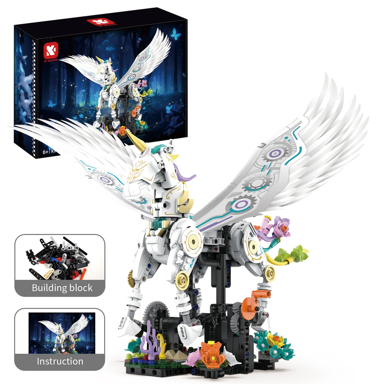 

817PCS Mechanical Unicorn Building Blocks Fantasy Magical Creatures Model Biomimetic Walkability Assembly Toy Girl Creative Gift