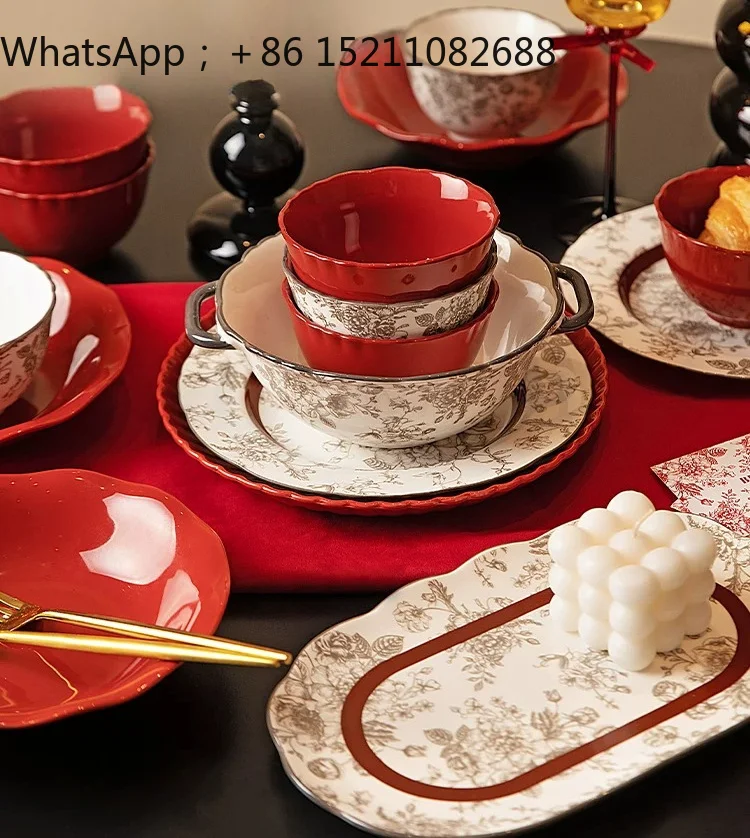 SCY household tableware, dishes and bowls set, housewarming new home, wedding gift, light luxury bowl set
