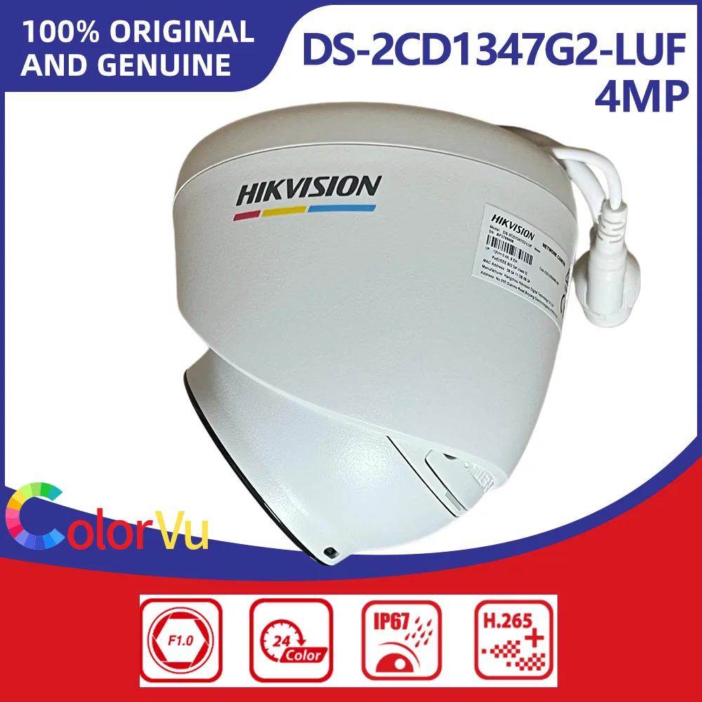 Hikvision DS-2CD1347G2-LUF 4MP ColorVu Turret IP Camera Built-in Mic Smart IR Night Vision Human Vehicle Detection Home Security