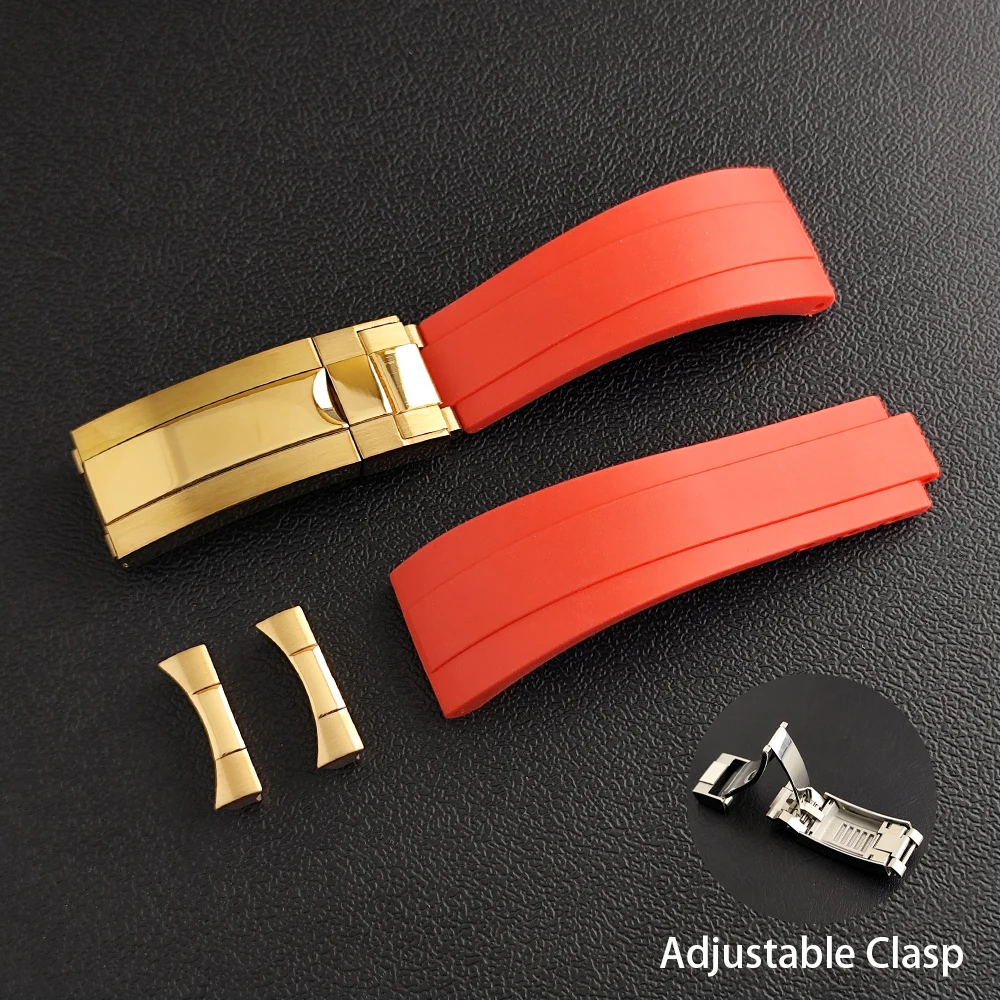 High Quality 20mm Watch Strap And Curved Watch Strap Ends Adjustable Rubber Watch Strap Fits 20mm Width VK63 Case Watch Parts image 3