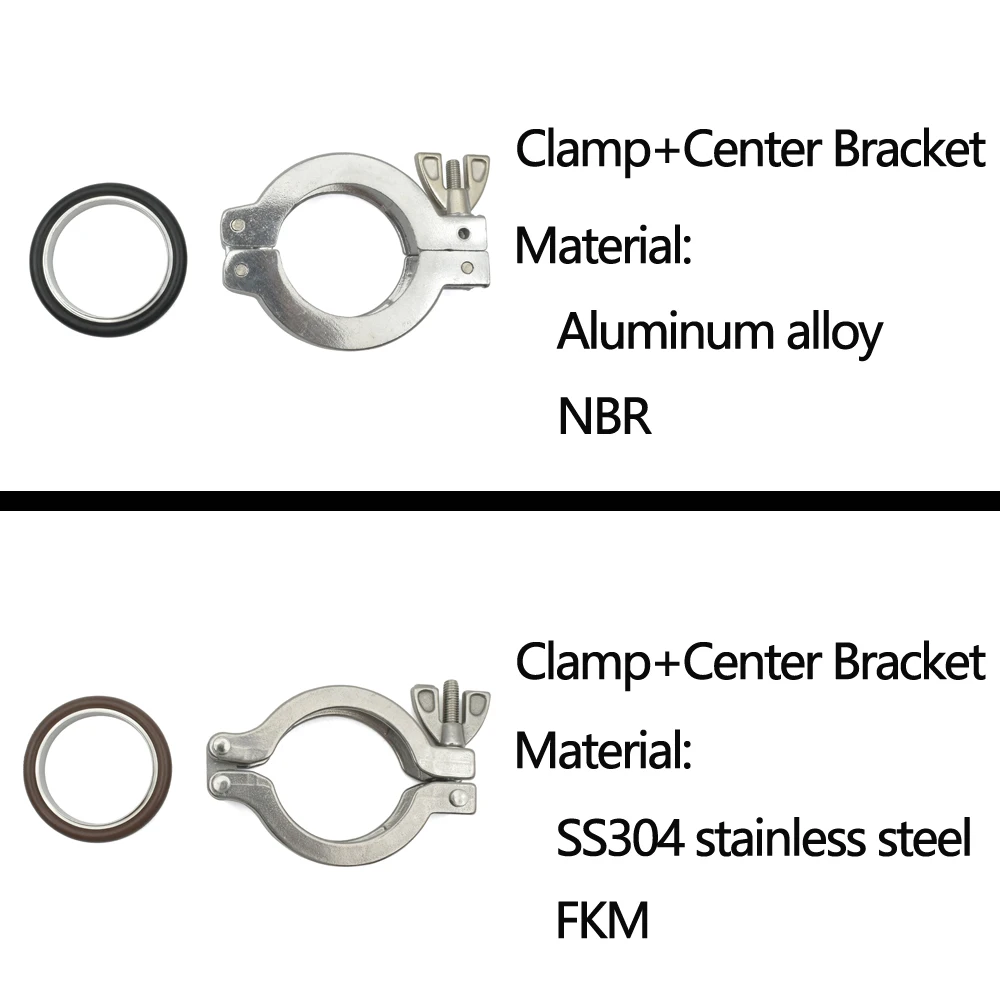 KF16, KF25, KF40, KF50 Aluminium KFVakuumklemmen, KF-Vakuumklemmen aus Edelstahl 304, mit oder ohne Halterungen + NBR/FKM-O-Ringe – Detail 3