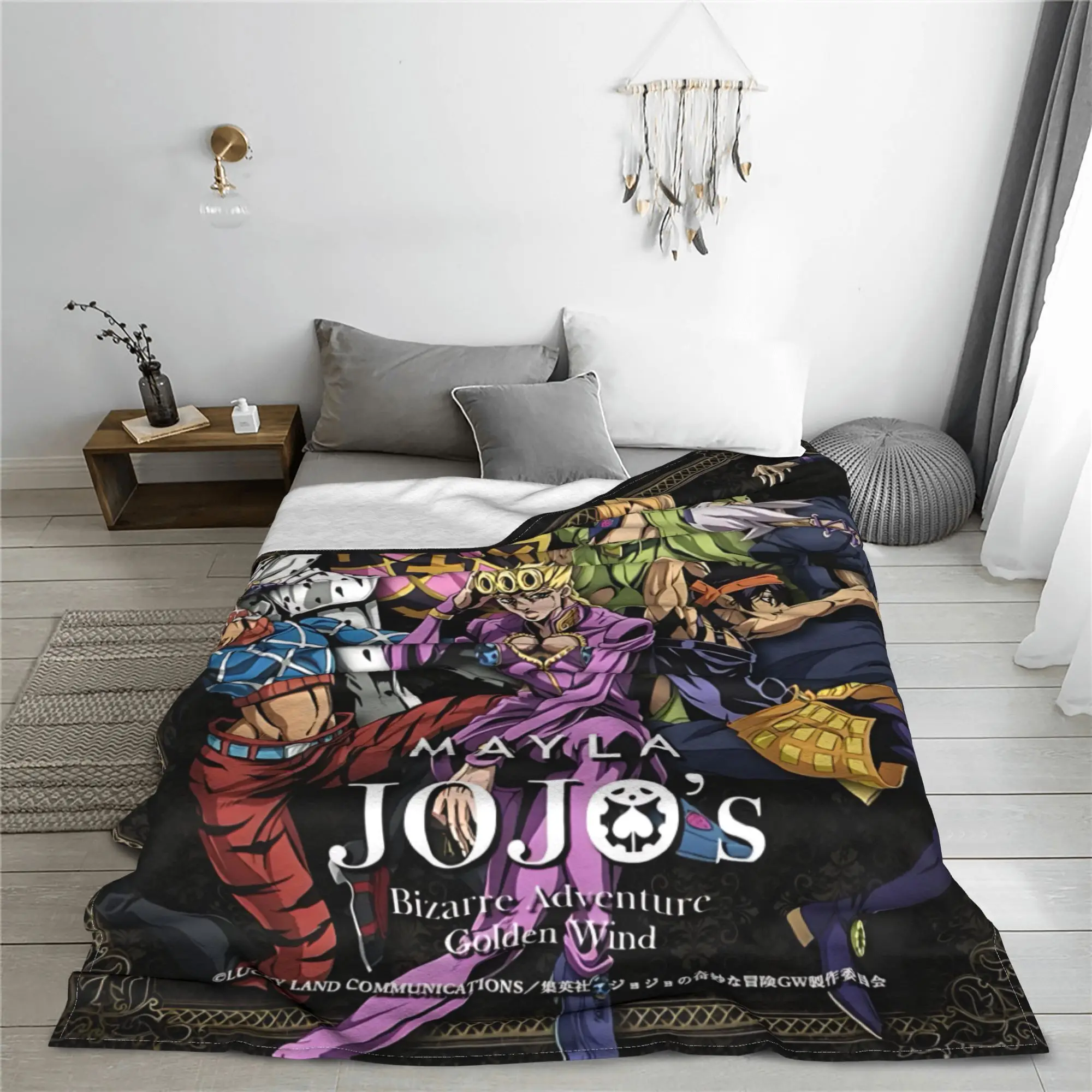 1PC Jojo's Bizarre Adventure Worlds  home room decorations Winter Blankets for Adults Bedding Home Interior Sofa Knee