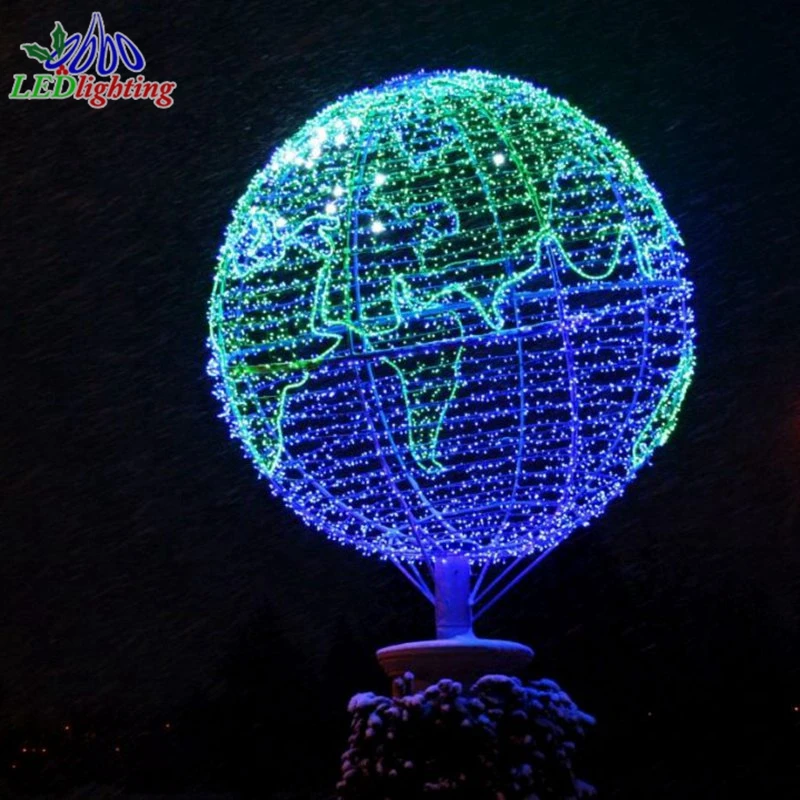 Custom. outdoor led waterproof 3D globe motif lights hanging street tree decoration